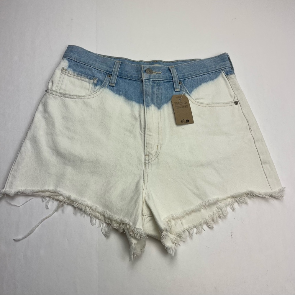 Levi's High Waisted Mom Denim Jean Cut-Off Shorts Womens Size 30 Blue White‎ NEW